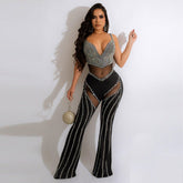 See through Rhinestone Jumpsuit